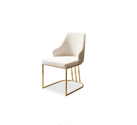 Modern Dining room Set White 2x Chairs Luxury Dining table Elegant stainless steel 3pcs.