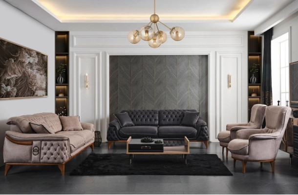 Design Chesterfield Sofa 3 Seater Brown Upholstery Sofas Living room Leather