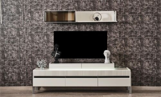 Wall unit Living room Set Italian Style Lowboard Wall shelf Set White