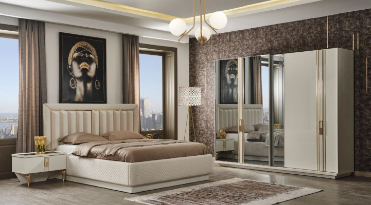 Beds Bedroom Luxury Furniture Bed frame Design Upholstered bed White
