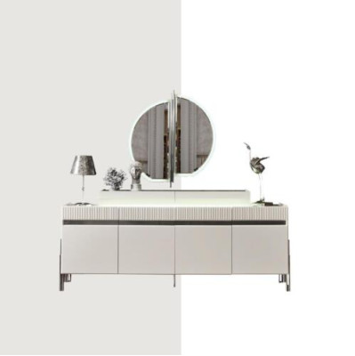 Sideboard with Mirror Living room Wood Gray Furniture Italian Style