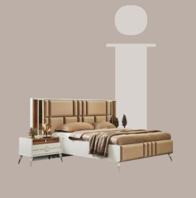 Luxury Bed Bedroom Fabric Upholstery Double Beds Wood Design