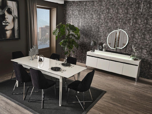 Dining table Table Dining room Italian Wood Design Luxury Modern Gray