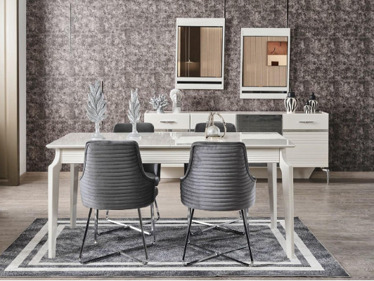 Dining table Table Furniture Dining room Living room Luxury White Wood Design