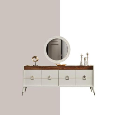 Sideboard Mirror Living room Designer Luxury Chests of drawers Modern White