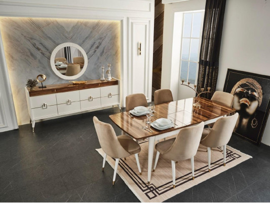 Sideboard Mirror Living room Designer Luxury Chests of drawers Modern White