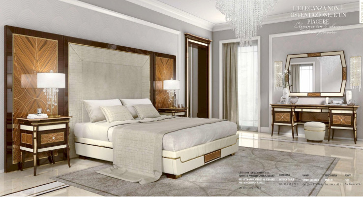 Suite Bedroom Double bed Bed Luxury Brown Group Set 8pcs