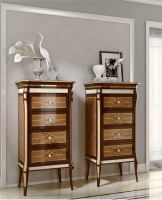 Chest of drawers Luxury Cabinets Chests of drawers Wood Furniture Brown Bedroom Set 2pcs