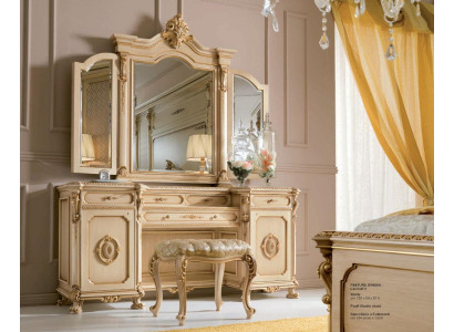 Dressing table Mirror Luxury Console table Beige Bedroom Set