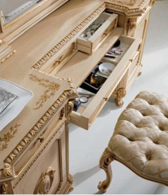 Dressing table Mirror Luxury Console table Beige Bedroom Set