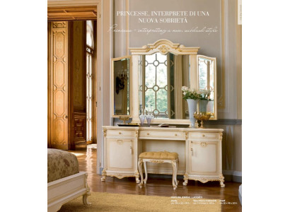 Dressing table Mirror dressing table Console table Beige Luxury Wood Set