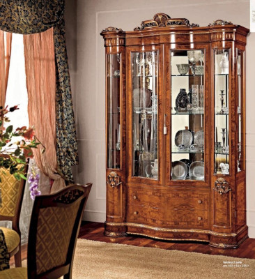 Display case Cabinets Brown Showcases Luxury Wardrobe Wood Living room Baroque