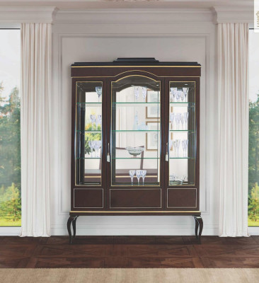 Display case Cabinets Showcases Brown Luxury Wardrobe Wood Glass Living room