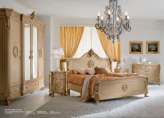 Bed Double bed Beds Bedroom Bed Frame Beige Wood Luxury