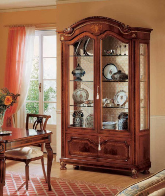 Luxurious Display case Braun Cabinets exclusive Furniture Living room Wood Glass