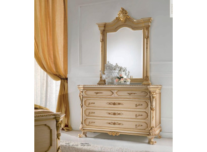 Group Chest of drawers Mirror Sideboard Set Cabinets Bedroom Beige 2pcs