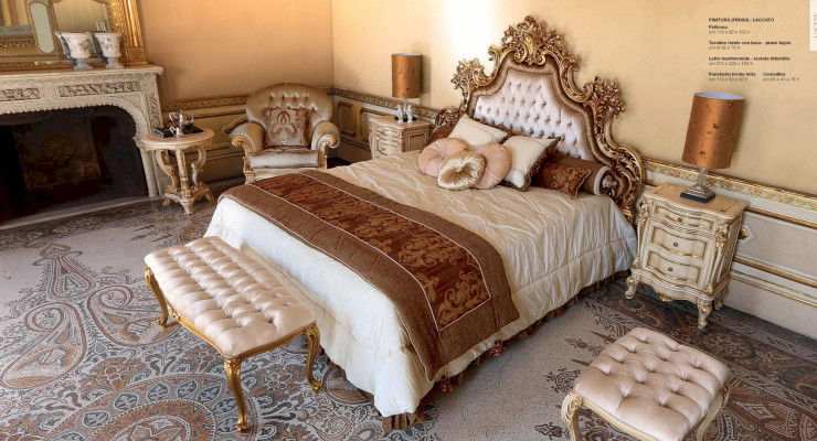 Chesterfield Double bed Bed Fabric Beds Bed frame Wood Baroque style