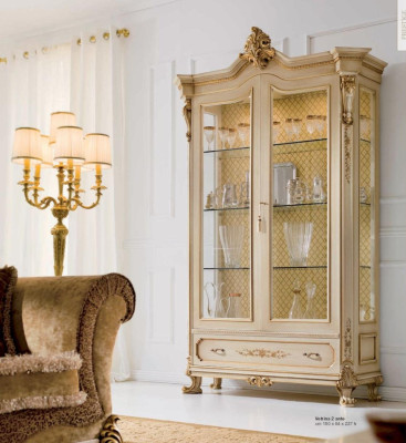 Display case Luxury Cabinets Showcases Wood Living room Wardrobe Beige Baroque