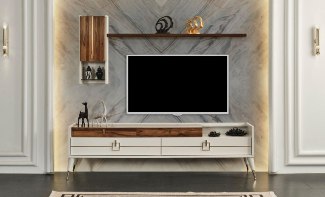 Wall unit wall cabinet Lowboard Living room Wood Wall Shelves White new