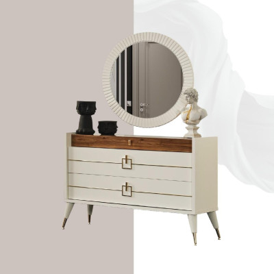 Luxury Chest of drawers with Mirror Sideboards Wood Chests of drawers Furniture 2pcs White new