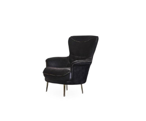 Design Armchair Textile Living room Black Single Seater Luxury Armchair Upholstery