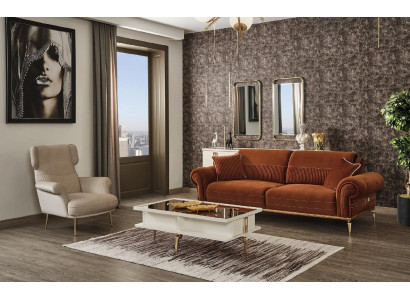 Textile Armchair 1 Seater Upholstery Living room White Luxury Classic Design