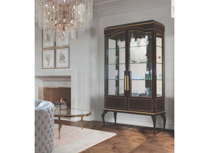 Luxury Display case Cabinets Brown Showcases Wardrobe Living room Wood Glass