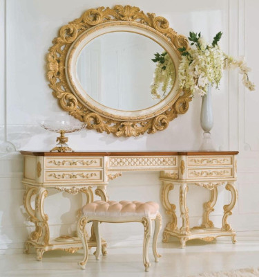 Wall mirror Mirror Luxury Wood Gold Baroque Bedroom Oval 154x127