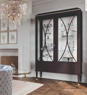 Display case Cabinets Brown Showcases Luxury Wardrobe Wood Glass Living room