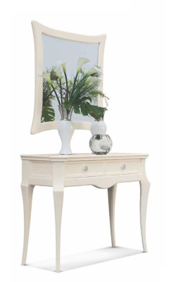 Dressing table and Mirror Console Wood Luxury White Classic
