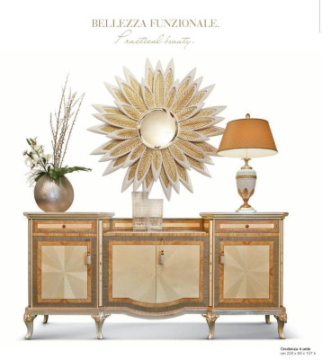 Flower Wall mirror Mirror Luxury Wood Gold Baroque Bedroom Beige