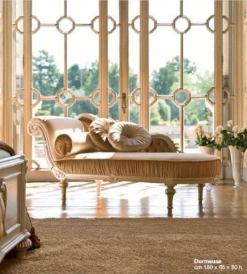 Chaise Lounge Lounger Chaise Fabric Couch Baroque Luxury Beige Upholstery Club