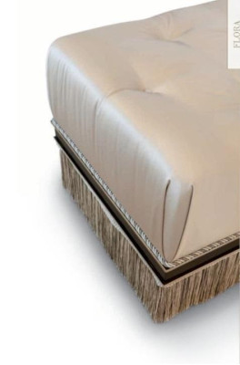 Chesterfield Stool Ottoman furniture stool Upholstery Fabric Beige Luxury