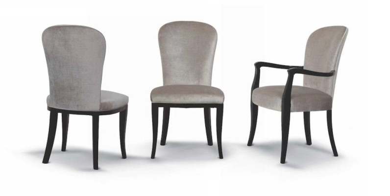 Chair without Armrests Dining room chair Kitchen chair Wood Gray Fabric
