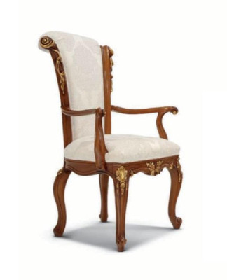 Luxury Dining room chair Chair Dining room Armchair Seater Chairs Wood Brown Baroque Gold