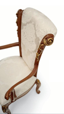 Luxury Dining room chair Chair Dining room Armchair Seater Chairs Wood Brown Baroque Gold