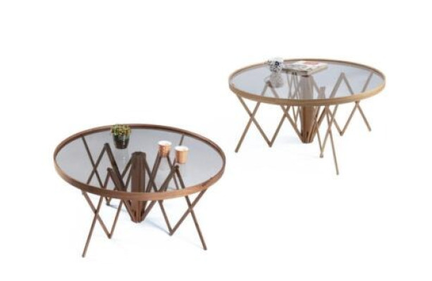 Designer Living room Set 2x Coffee tables Round Coffee Table Luxury Furniture