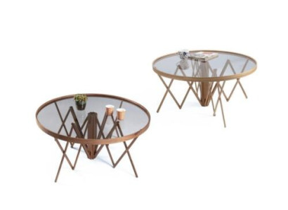 Designer Living room Set 2x Coffee tables Round Coffee Table Luxury Furniture