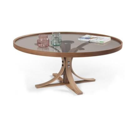 Coffee table Brown Wood Designer Coffee Table Living room Glass table Furniture
