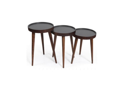 Braun Wood 3x Coffee tables Living room Complete Side table Luxury Tables