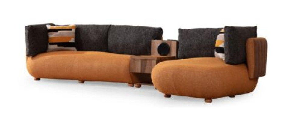 Modern Orange Corner sofa L-shape Living room Sofa Designer Wood Couches