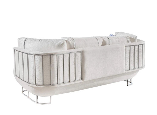 Designer Living room Couch White 3-Seater stainless steel Sofas Wooden frame