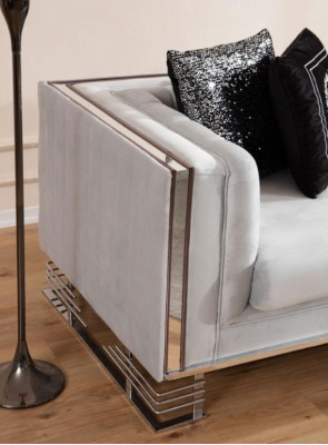 White Modern Textile Sofa Living room 3-Seater Luxurious Upholstery Couch