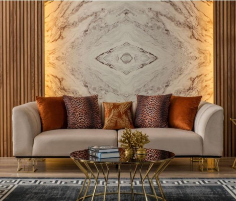 Upholstery 3-Seater exclusive r Beiger Living room three-seater luxury couches