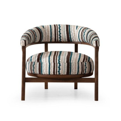 Designer Pattern Armchair Living room Single Seater Armrests Wood Seat Furniture