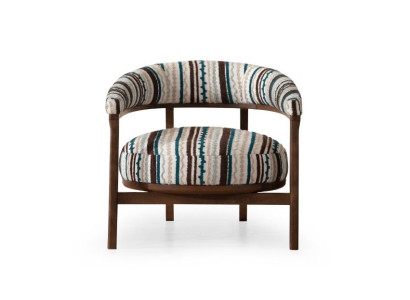 Designer Pattern Armchair Living room Single Seater Armrests Wood Seat Furniture