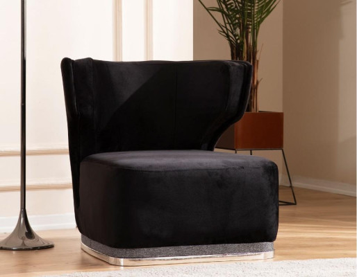 Modern upholstered chair Black armchair Living room Stainless steel feet