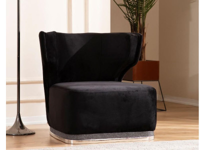 Modern upholstered chair Black armchair Living room Stainless steel feet