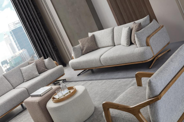 Furniture Living room Bright Color Set 2x 3-Seater Sofas and Armchair 3pcs.