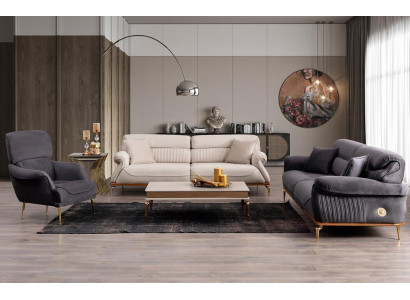 Modern Living room Set Consists of 2x 3-Seater Sofas and Armchair 3pcs.